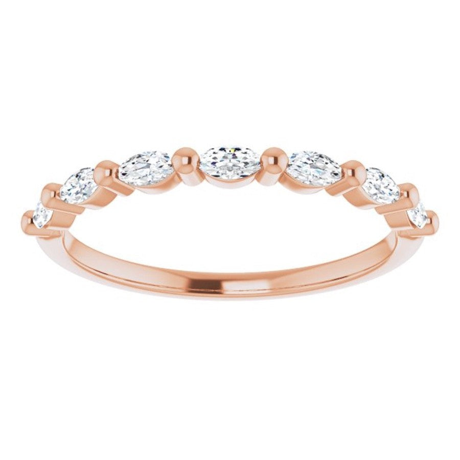 rose gold diamond eternity ring with marquise diamonds