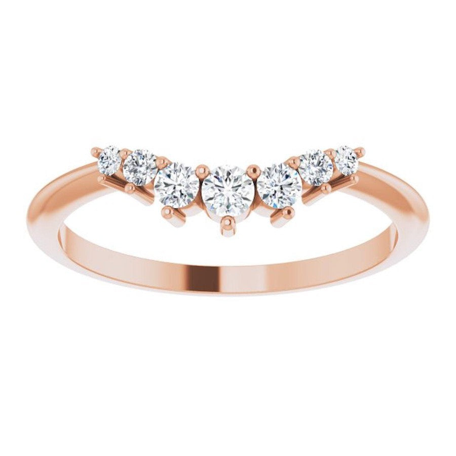 rose gold graduated crown ring with round diamonds