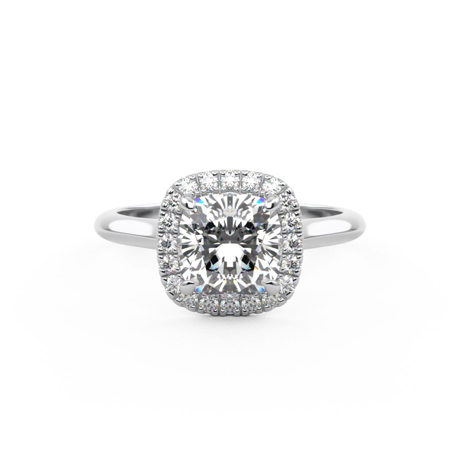 Gretta | Cushion Cut Halo Diamond Ring