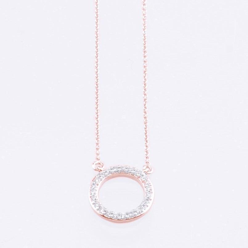 rose gold halo pendant with diamond halo