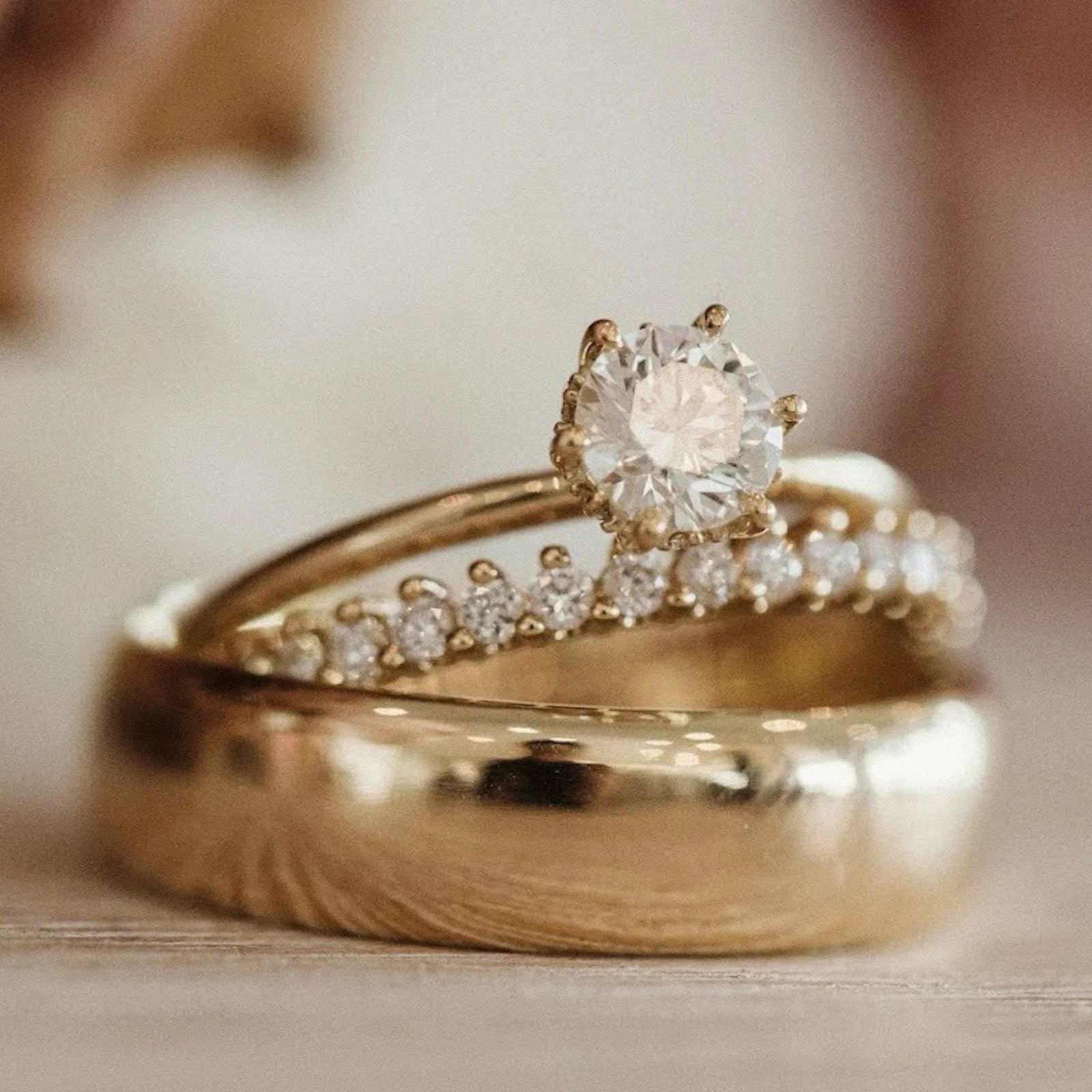 Custom his and hers wedding bands with diamond detail by Harry & Co Adelaide jeweller