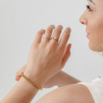 maxi gold ball bracelet and gold stacking rings