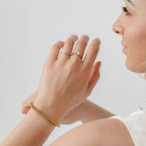maxi gold ball bracelet and gold stacking rings