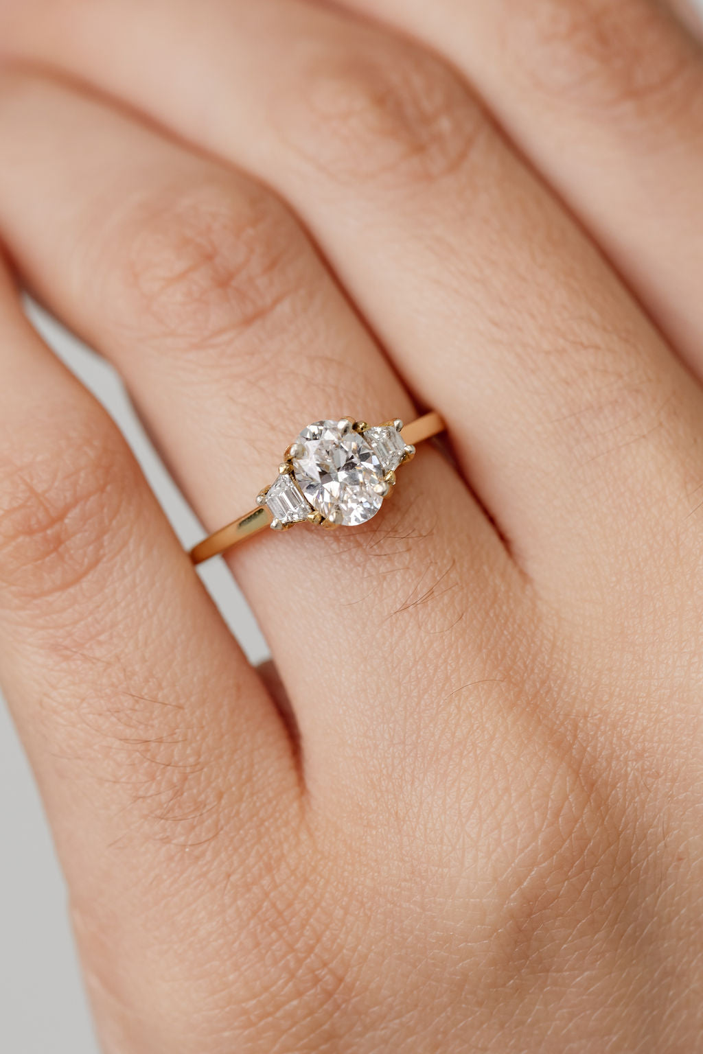 Fleur Oval Three Stone Trilogy Engagement Ring