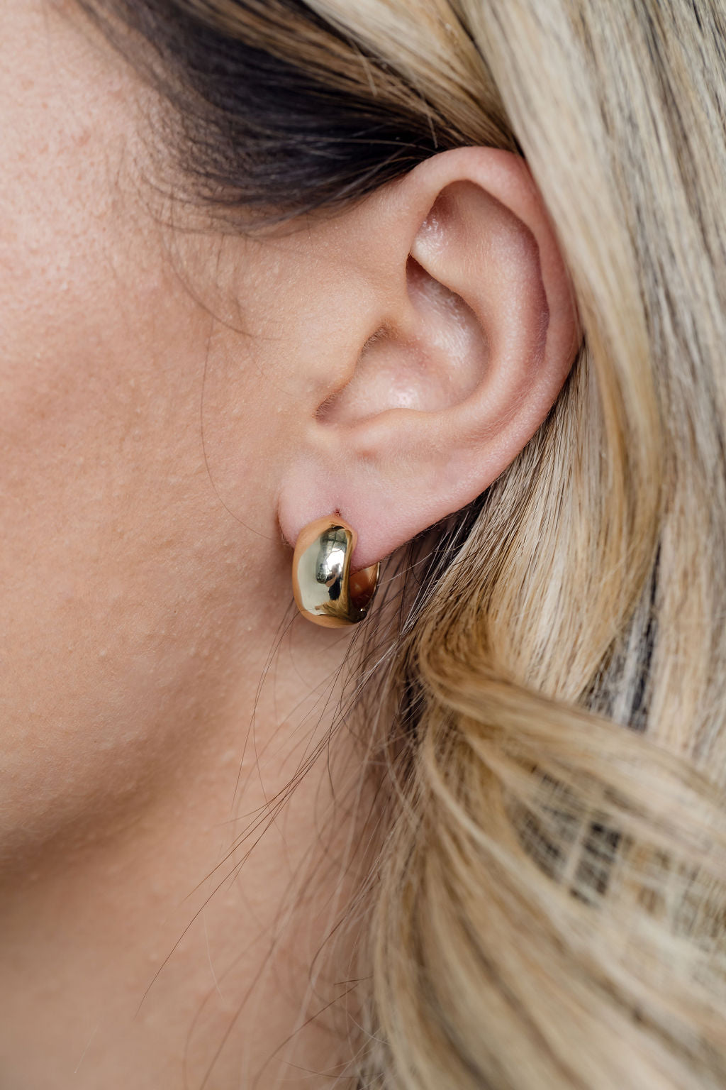 Wide Gold Huggie Earrings