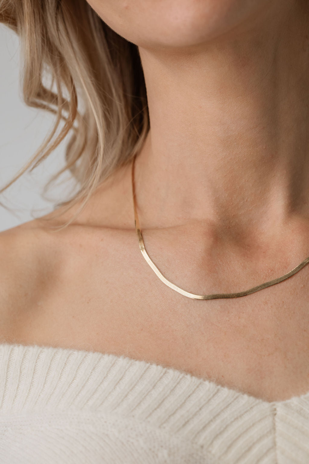 gold herringbone necklace