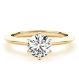 yellow gold knife edge solitaire moissanite engagement ring