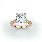 rose gold vintage band moissanite engagement ring