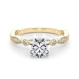 Ivy - Round Brilliant Centre set on a vintage style diamond band