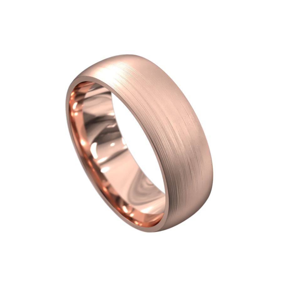brushed rose gold mens wedding ring