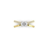 Lois - a stunning criss cross band with a diamond band intersecting a flat profile band