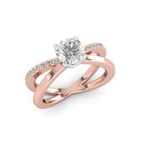 Lois - a stunning criss cross band with a diamond band intersecting a flat profile band