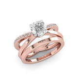 Lois - a stunning criss cross band with a diamond band intersecting a flat profile band