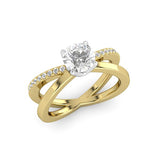 Lois - a stunning criss cross band with a diamond band intersecting a flat profile band