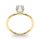 Yellow Gold oval engagement ring with hidden halo