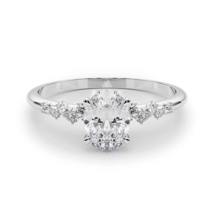 Oval Moissanite Scatter Engagement Ring