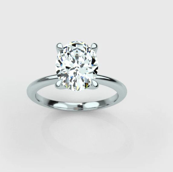 Oval Moissanite Solitaire Engagement Ring