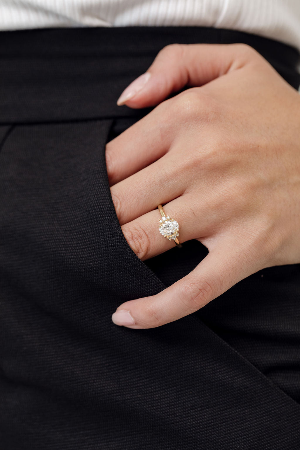 oval engagement ring with side stones