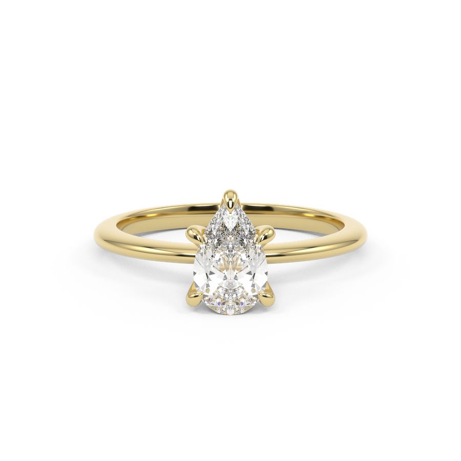 yellow gold pear shape diamond solitaire engagement ring