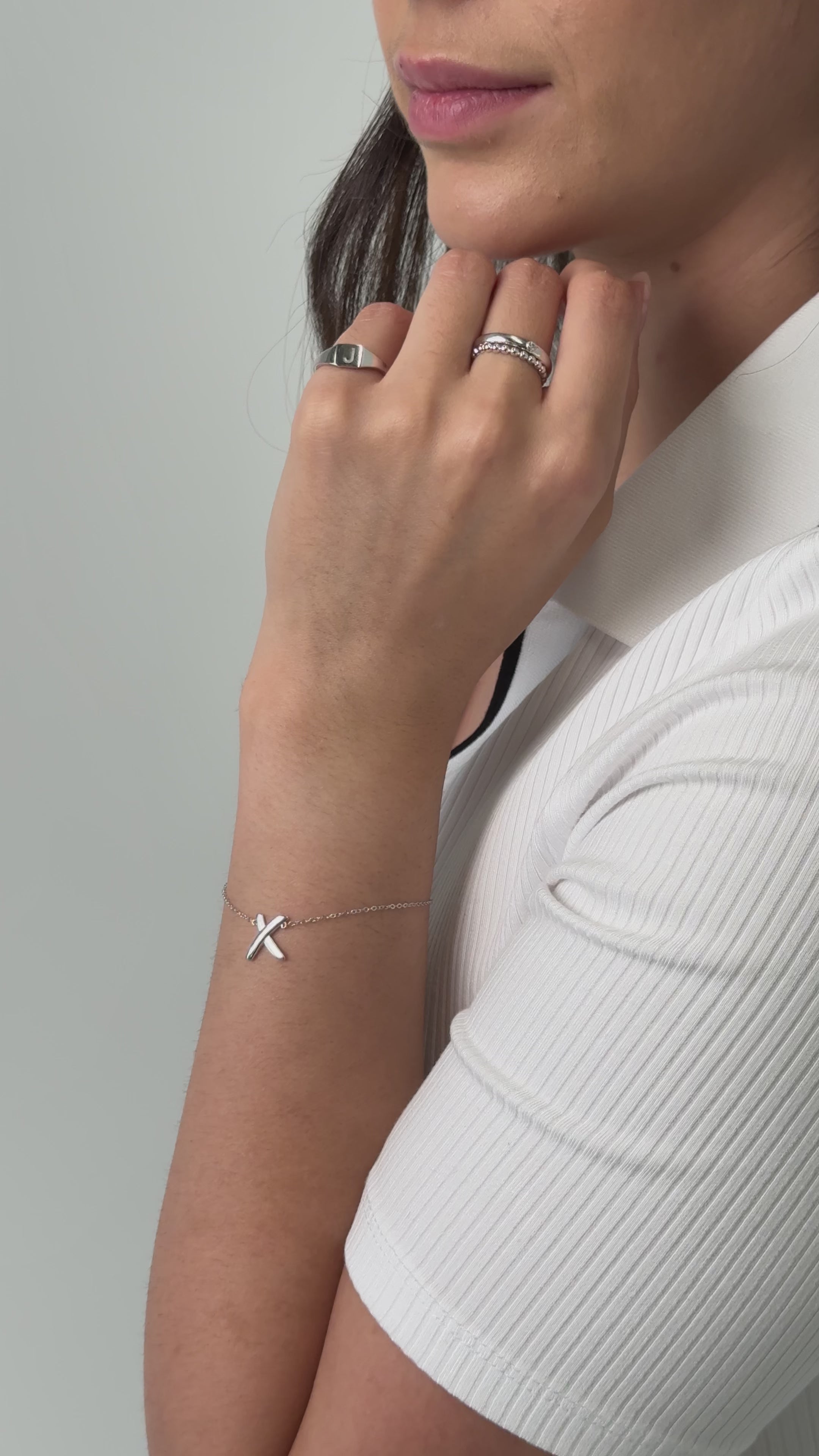gold signet ring with gold stacking rings