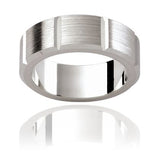 white gold mens ring brushed finish with vertical lines