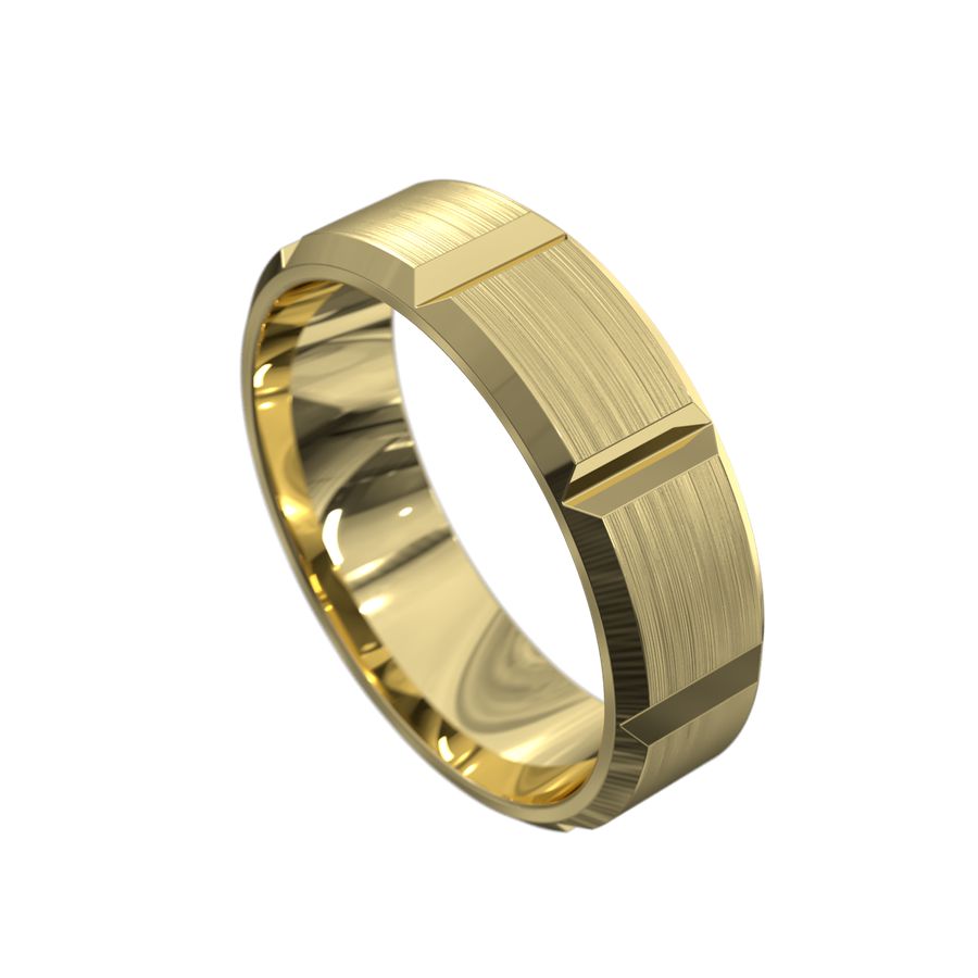 Roman | A brushed mens wedding ring with bevelled wide accents