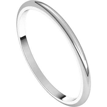 White gold half round wedding ring