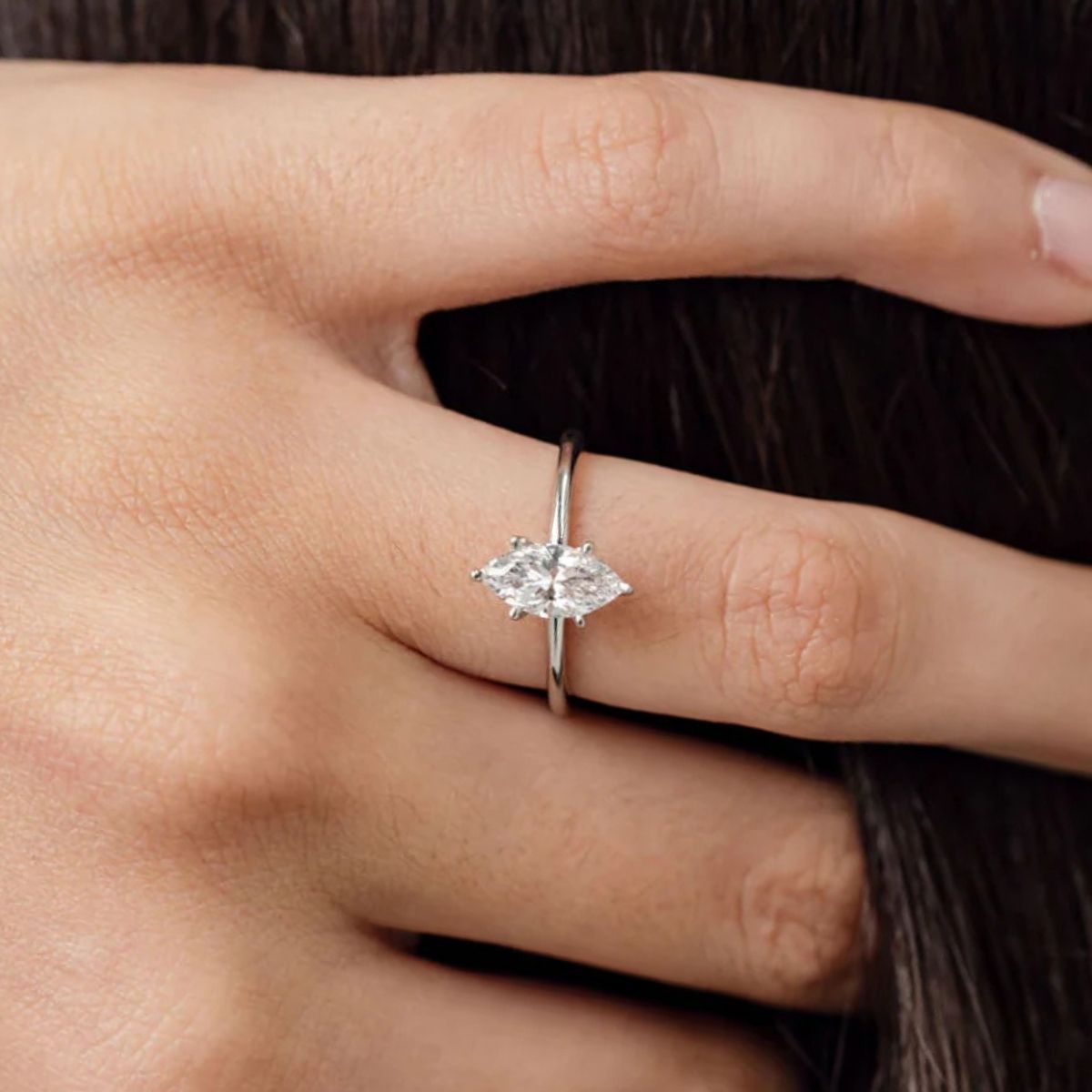 Marquise diamond engagement ring with vintage-inspired setting showcasing unique shape