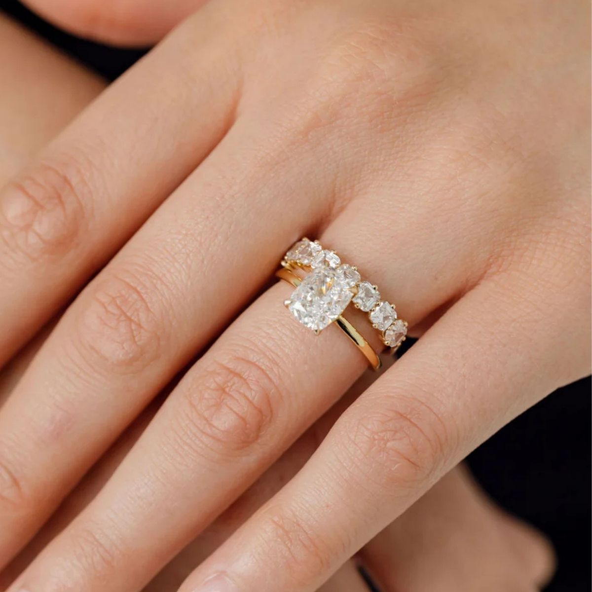 Elongated cushion cut diamond engagement ring with vintage-inspired setting handcrafted Adelaide