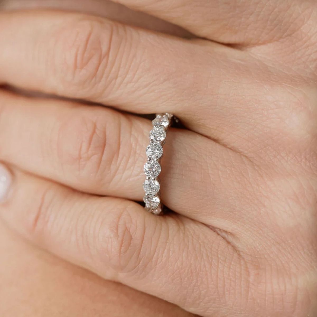Diamond wedding ring with eternity band showing modern bridal styling Adelaide