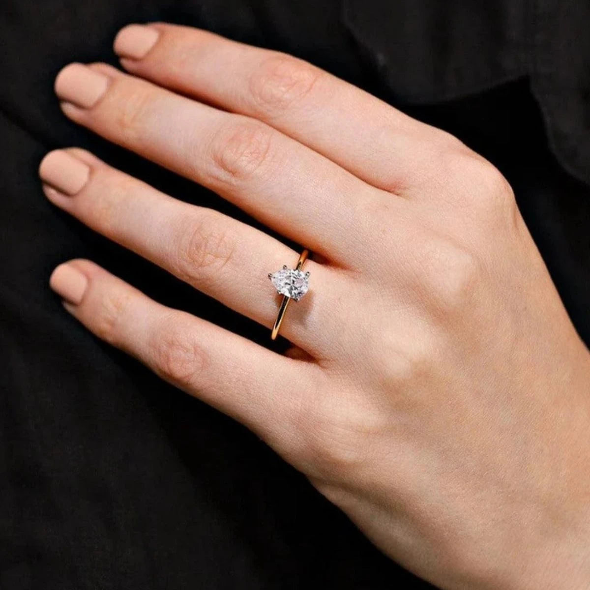 Pear shaped diamond engagement ring offering unique teardrop elegance handcrafted Adelaide