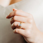 3 claw diamond wedding ring with emerald cut solitaire engagement ring 