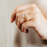 3 claw diamond wedding ring with emerald cut solitaire engagement ring  2 
