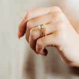 3 claw diamond wedding ring with emerald cut solitaire engagement ring  2 