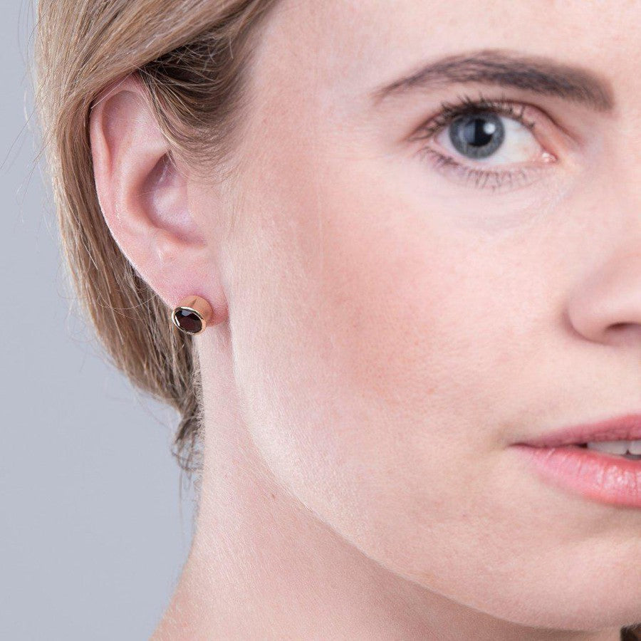 9kt Gold Bezel set Garnet Earrings