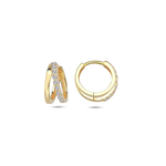 9kt Gold Double Bar Diamond Huggie Earrings