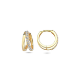 9kt Gold Double Bar Diamond Huggie Earrings