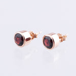 9kt Rose Gold Bezel set Garnet Earrings