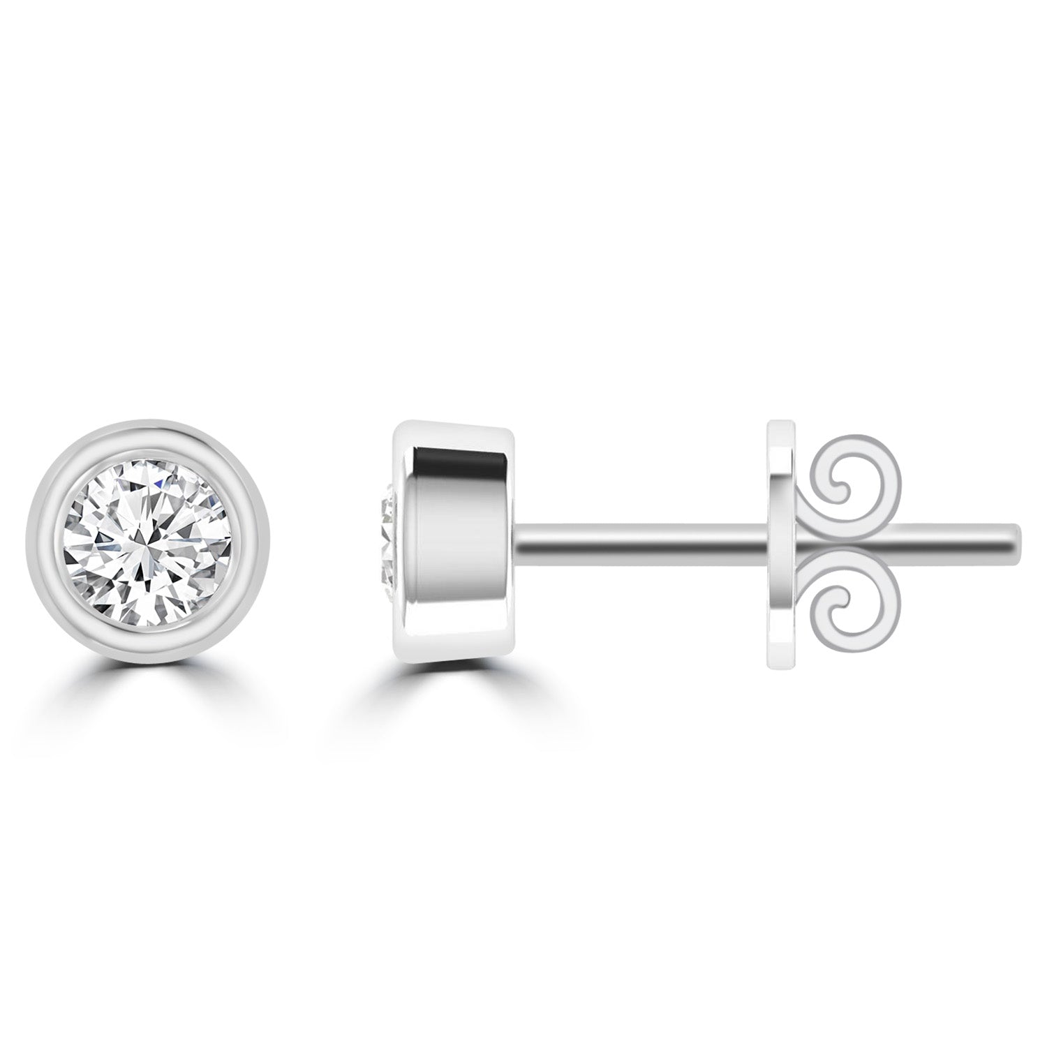 9kt White Gold Bezel Set Diamond Stud Earrings