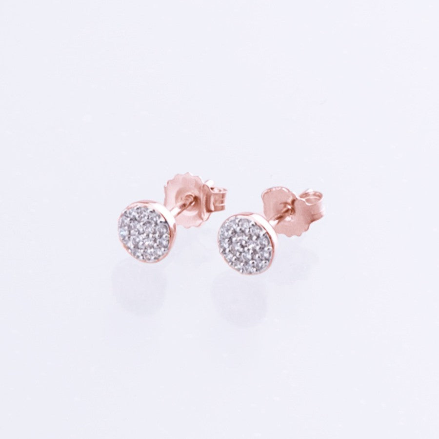 9kt Rose Gold Diamond Cluster Stud Earrings