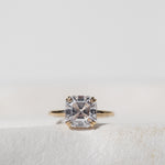 Assher Cut Diamond Solitaire with Hidden Halo