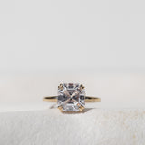 Assher Cut Diamond Solitaire with Hidden Halo
