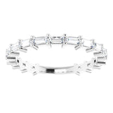 Baguette diamond claw set eternity ring in white gold 