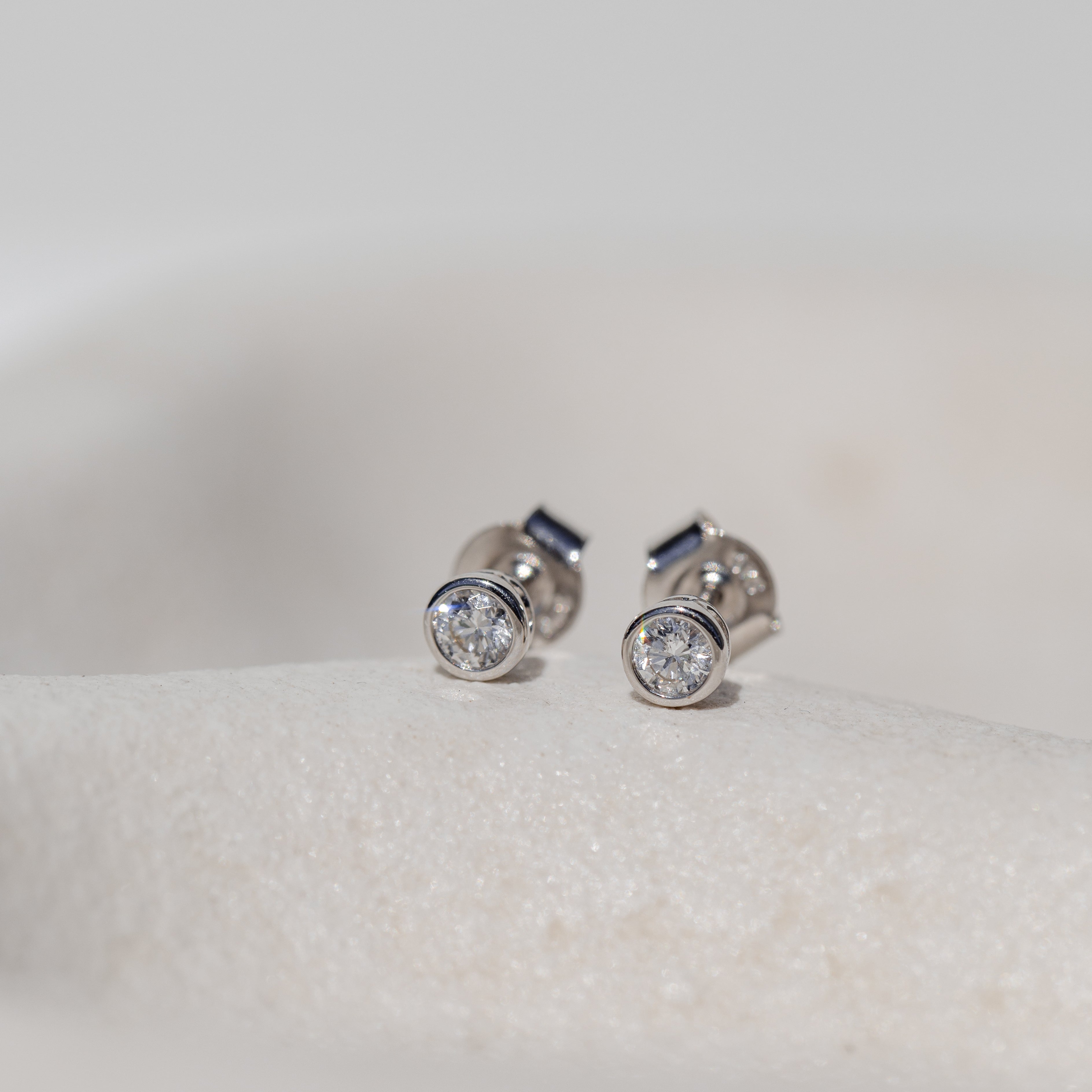 Bezel Diamond Earrings 