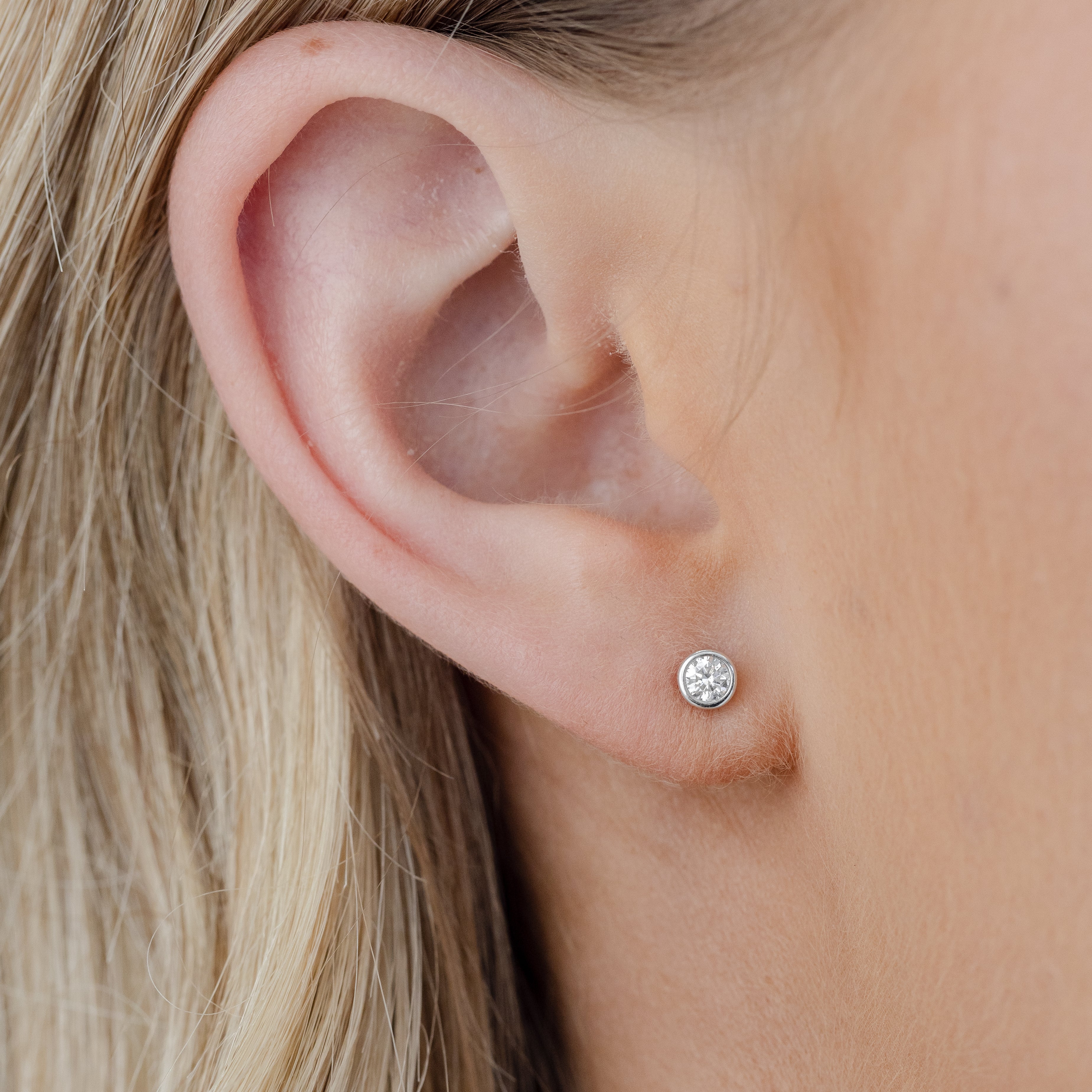 Bezel Set Diamond Stud Earrings