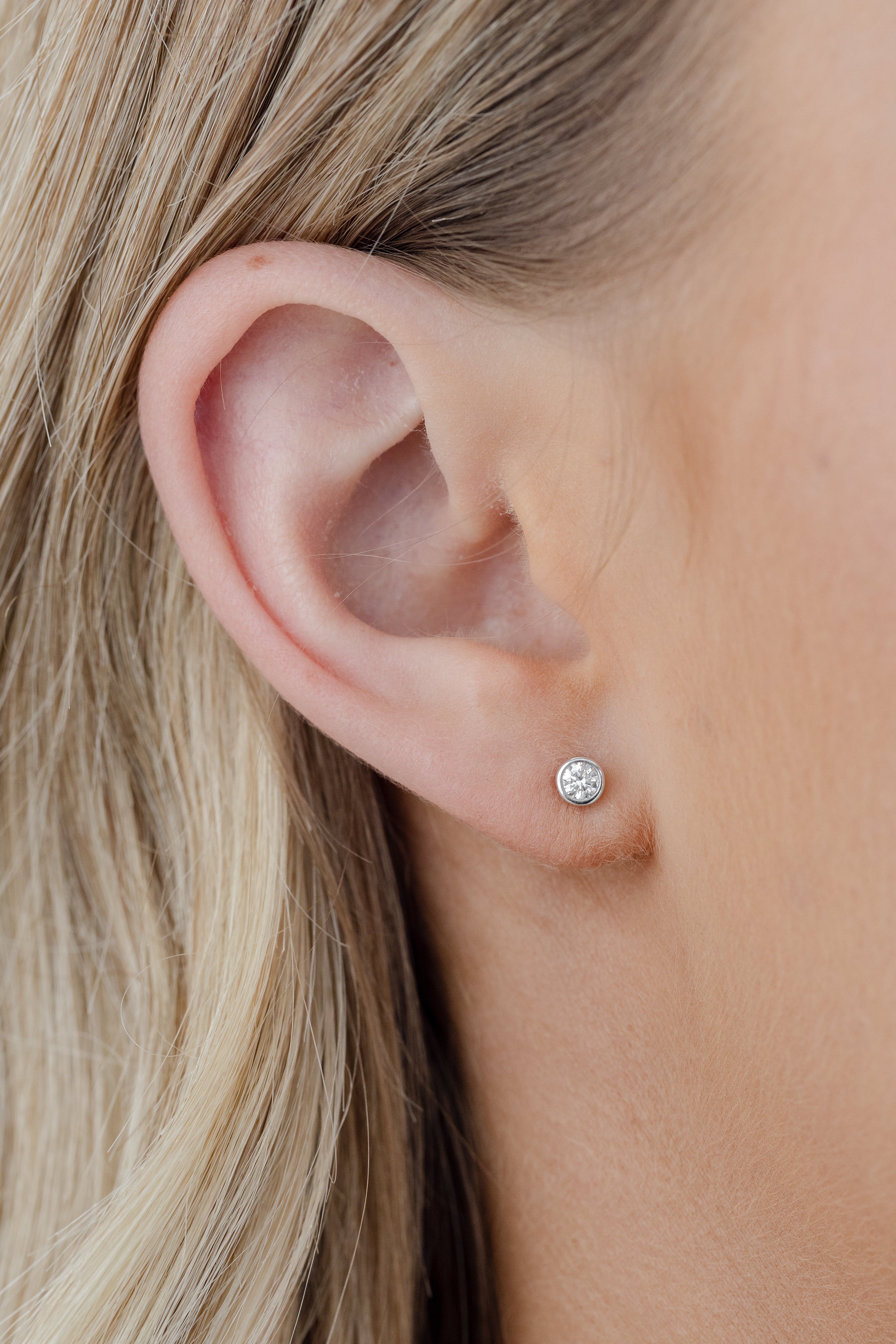 Bezel Set Diamond Stud Earrings