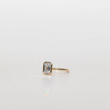 Bezel Set Emerald Cut Diamond Engagement Ring in Yellow Gold