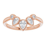 Bezel set crown ring with pear and round shaped Lab grown diamonds in rose gold 