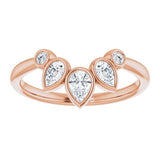 Bezel set crown ring with pear and round shaped Lab grown diamonds in rose gold 