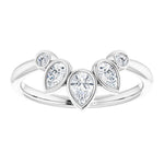 Bezel set crown ring with pear and round shaped Lab grown diamonds in white gold